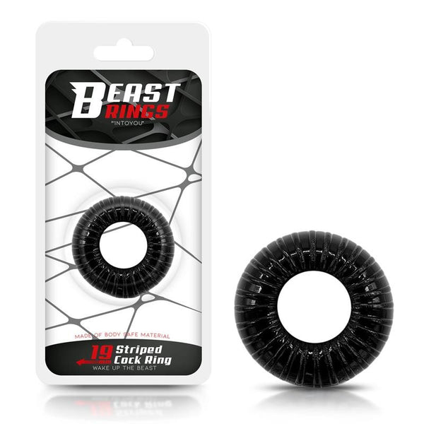 Anillo Pene Striped Negro - Beast Rings - Anillo vibrador para el pene (con y sin vibración)