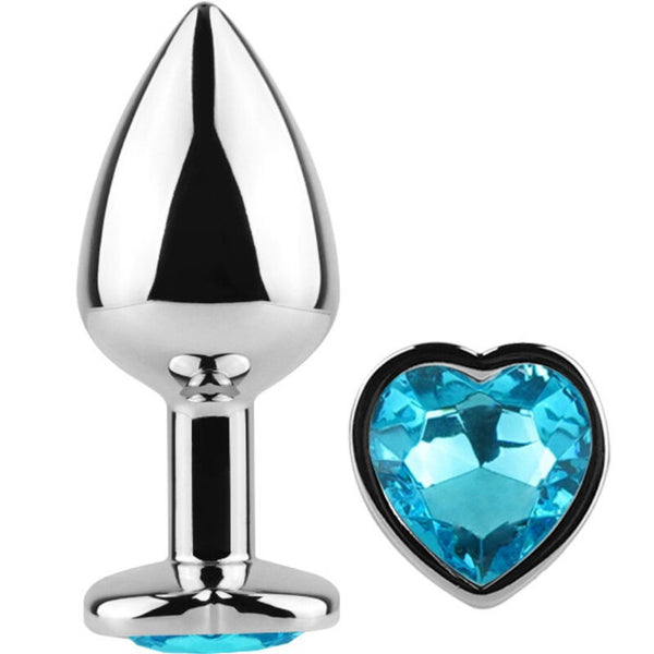 Plug anal con joya corazón S azul