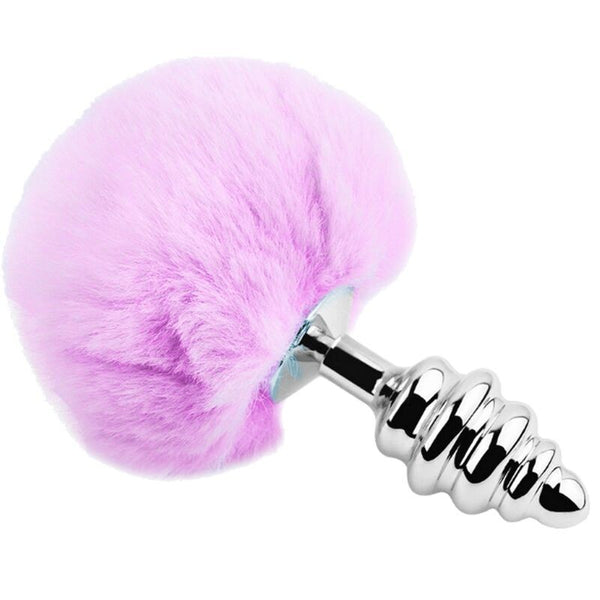 Plug Metal Espiral con Pompón Rosa Talla S 0