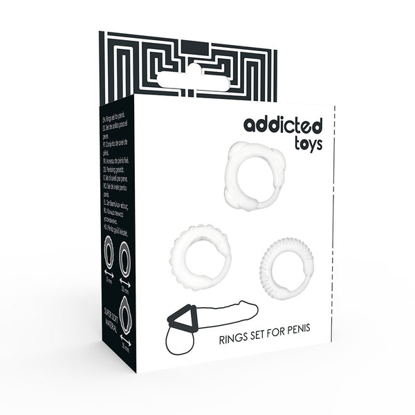 Set 3 anillos color claro - Addicted Toys - Anillo vibrador para el pene (con y sin vibración)