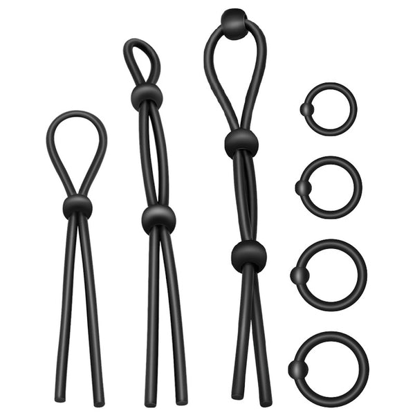 Kit de 7 anillas para el pene - Addicted Toys - Anillo vibrador para el pene (con y sin vibración)