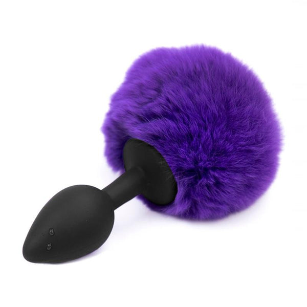 Plug Negro con Pompón Púrpura S - AfterDark - Plugs anales