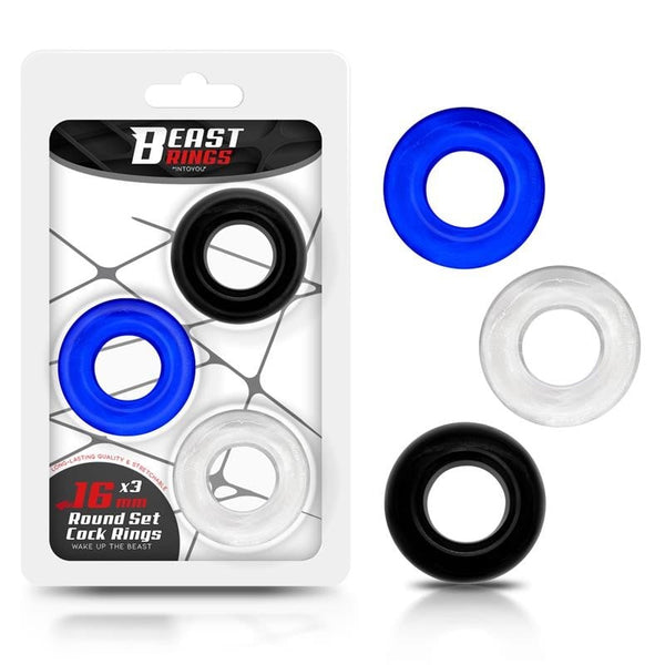 Set 3 Anillos para el Pene Colores - Beast Rings - Anillo vibrador para el pene (con y sin vibración)