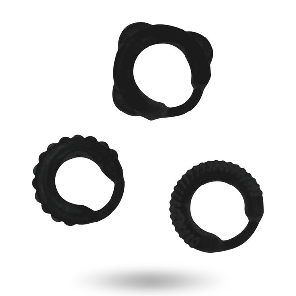 Set 3 anillos pene color negro