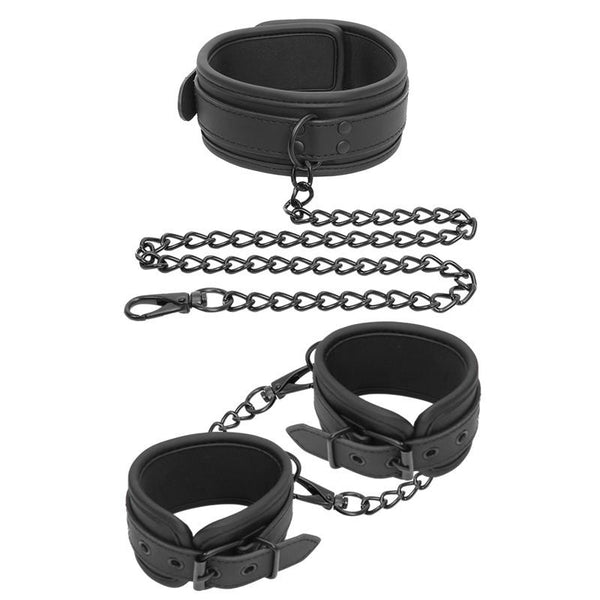 Set de Collar y Esposas para Muñecas Cuero Vegano 1
