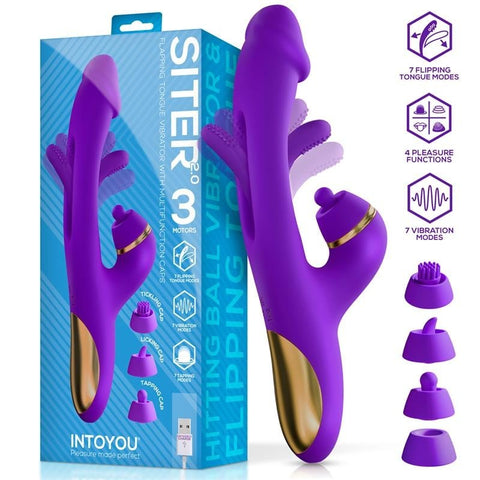 Siter 2 Vibrador Multifunción con Lengua Flapping y Cabezales Intercambiables - Intoyou - Vibradores