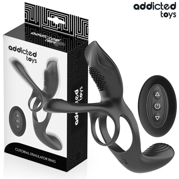 Anilo Doble Con Estimulador de Clítoris y Testículos - Addicted Toys - Anillo vibrador para el pene (con y sin vibración)