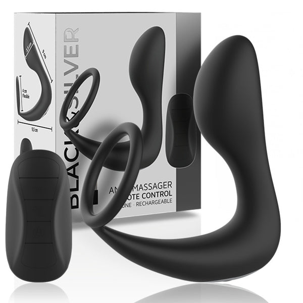 Vibrador Anal con Anillo Pene - Black Silver - Anillo vibrador para el pene (con y sin vibración)
