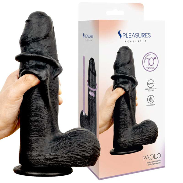 Dildo Piel Deslizante Paolo Black 25 cm