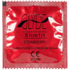  . Glyde Condón con aroma y sabor a fresa natural. De forma recta y un poco más estrechos que los normales. Talla XS Fresa XS Slimfit . 