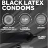  . EXS De color negro y lubricado con silicona natural. Condón divertido. Black fantasy . 