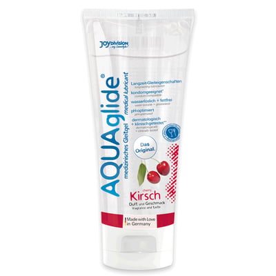 JoyDivision Lubricante comestible con sabor a cereza de 100 ml. Autentico sabor a cereza natural. Aquaglide Cereza 100 ml
