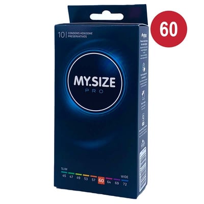 MySize Marca de preservativos My.Size, 60 tamaños diferentes para más comodidad. Forma recta para que se ajuste más a ti, con talla grande 60. Talla 60 caja 10 uds