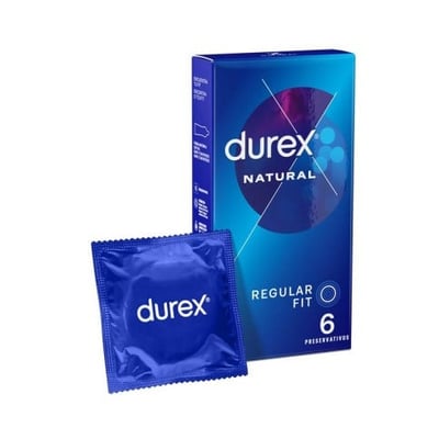 Durex Disfruta con tu pareja de forma más segura y económica. Con forma anatómica, más cómodos y fáciles de poner. El condón más natural. Natural Plus 6 uds
