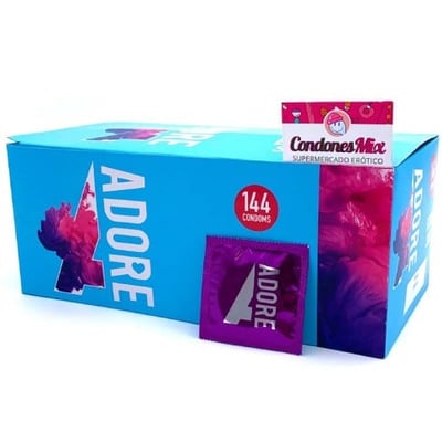 Adore Preservativo económico extra lubricado y con forma anatómica. Recomendado para sexo anal. Calidad 100% garantizada. Naturales 144 uds