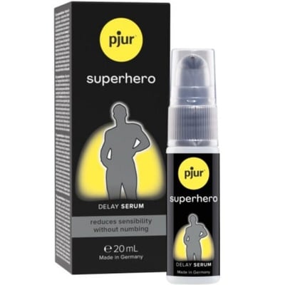Pjur Serum retardante para el chico. Lubricante ideal para prolongar las relaciones sexuales, manteniendo la erección. Superhero retard serum 20 ml