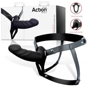 Arnés Strap-On con Dildo Hueco Silicona Talla S Negro 0