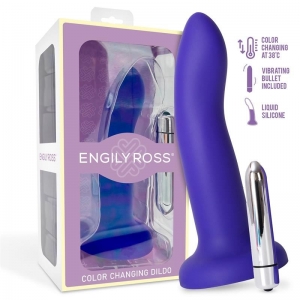 Dildo de 17 cm con Vibración que Cambia de Color Azul a Púrpura 0