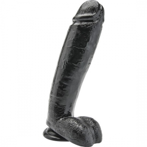 Consolador con testículos negro 25,5 cm 0
