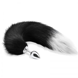 Plug Anal con Cola Negro y Blanco Talla M 1