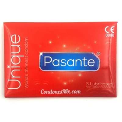 Pasante Preservativo finísimo, además sin látex, estuche de 3 unidades (3,25 € el estuche). Colocación especial. Unique (3 unidades)