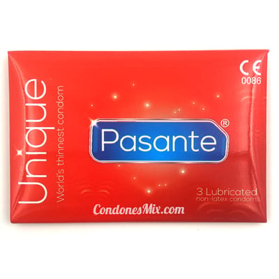 Pasante Preservativo finísimo, además sin látex, estuche de 3 unidades (3,25 € el estuche). Colocación especial. Unique (3 unidades)