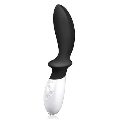 Lelo Vibrador con diseño sofisticado, punta curvada, de silicona y 100% sumergible. Loki Obsidian