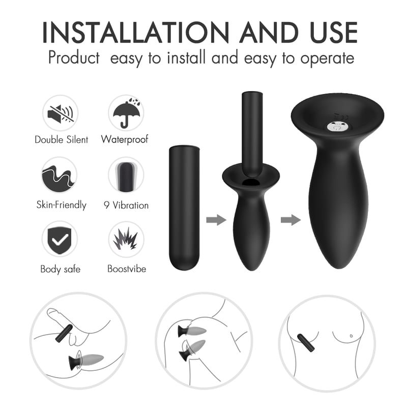 Kit 4 Piezas Booty Cone Recargable Negro 0