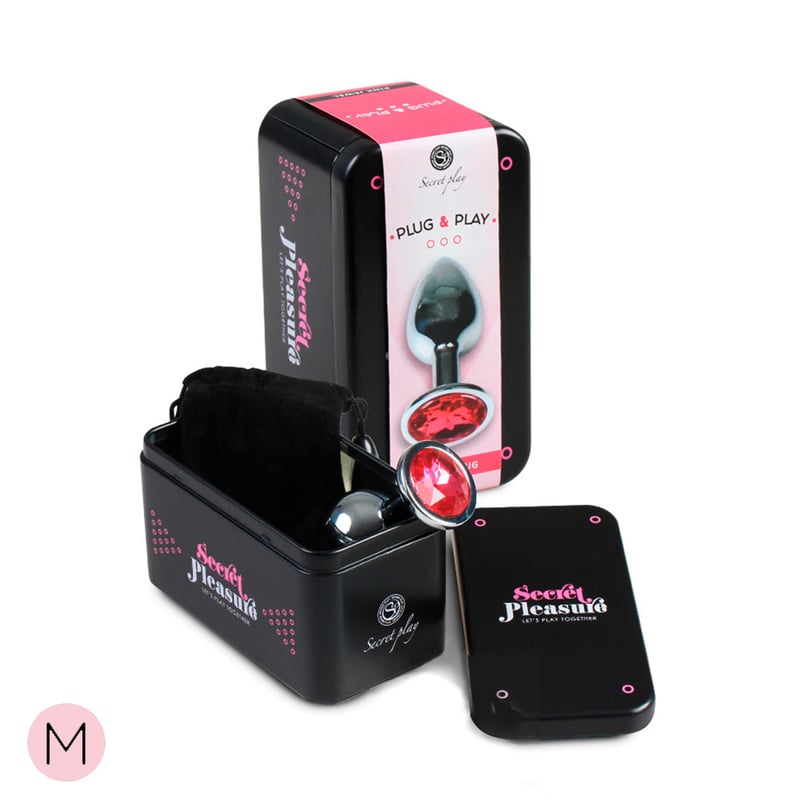 Plug metalico M con brillante rojo 0