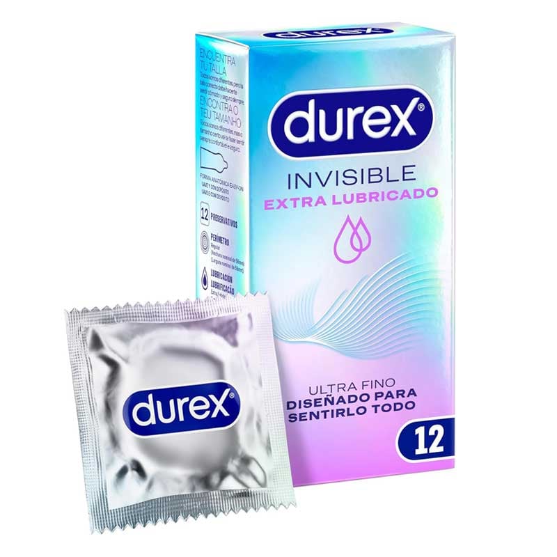 Durex Durex Invisible extra lubricado, para alargar más las relaciones sexuales y facilitar a la vez las penetraciones. Durex Invisible Extra lubricado 12 ud