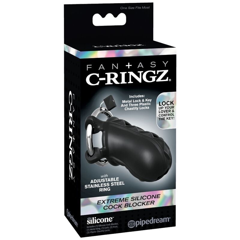 Pipedream Fantasy c-ringz extreme silicone cock blocker de Pipedream, marca premium C-ringz extreme jaula pene silicona