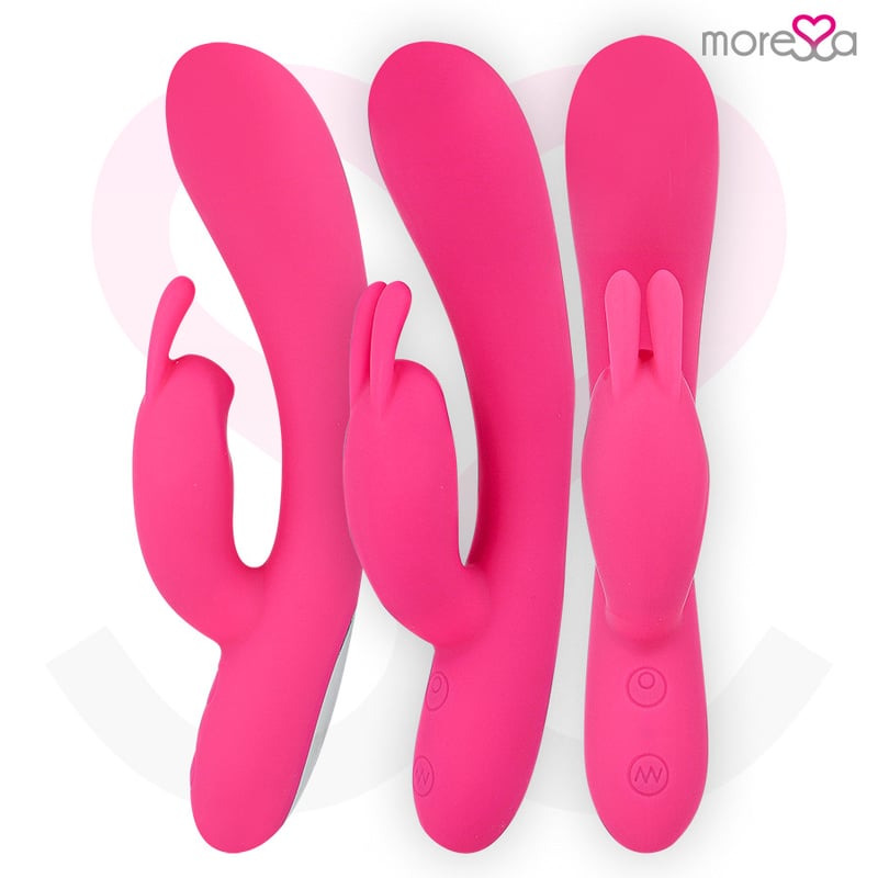 Conejito diseño curvado con un estimulador clitoral suave y flexible