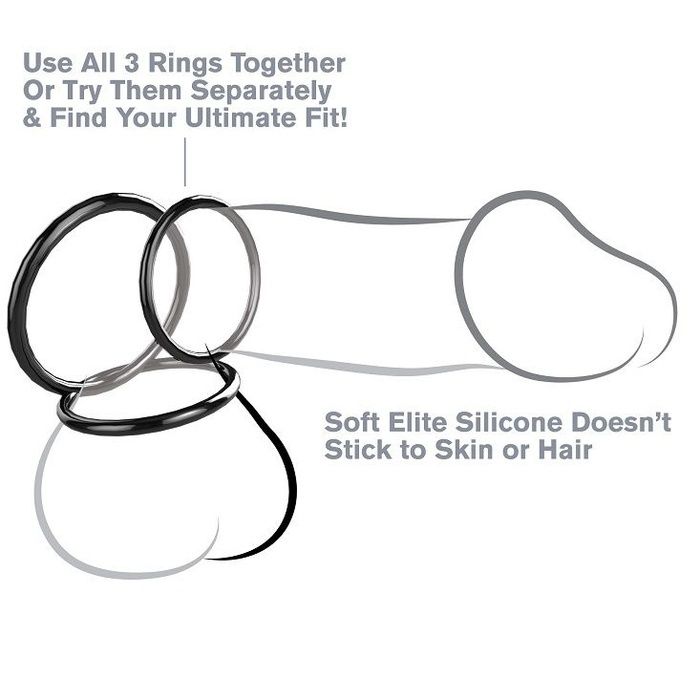 Pipedream Fantasy c-ringz silicone 3 ring stamina set de Pipedream, marca premium C-ringz set anillas silicona stamina