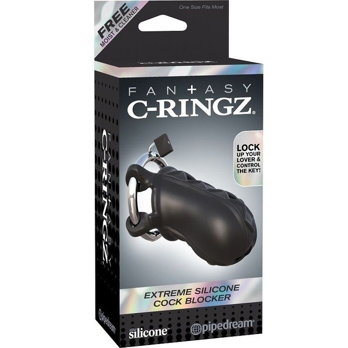 Pipedream Fantasy c-ringz extreme silicone cock blocker de Pipedream, marca premium C-ringz extreme jaula pene silicona