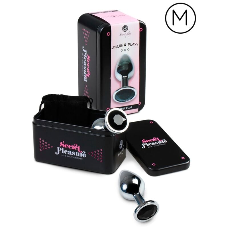 Plug metalico M negro con brillante 0