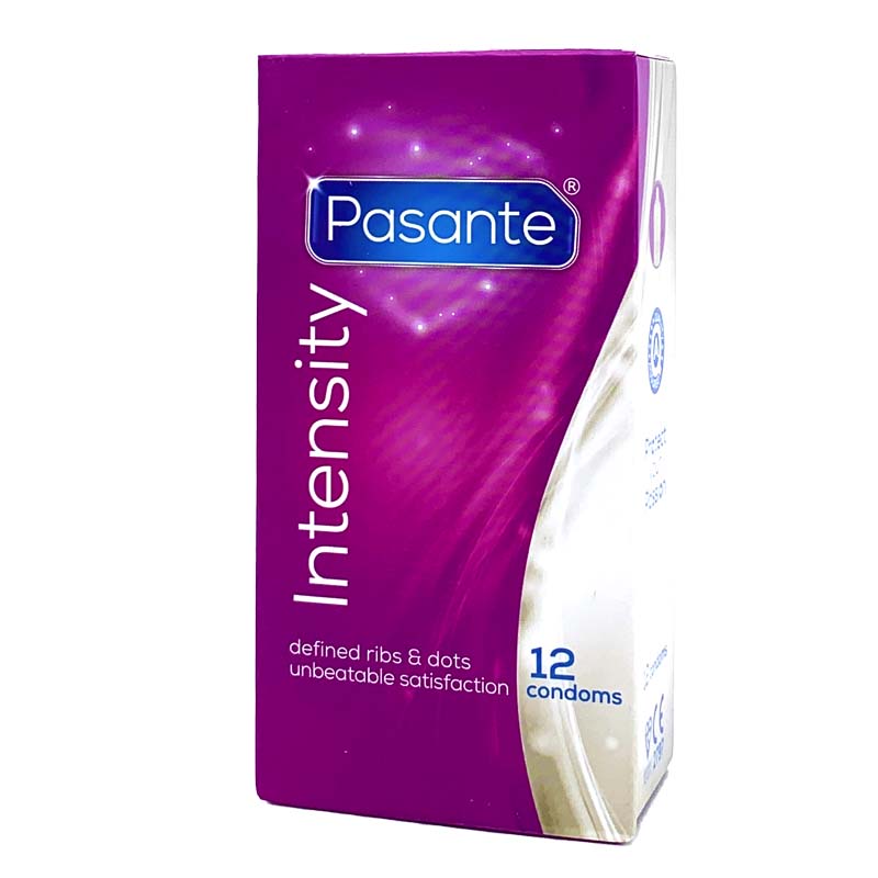 Pasante Preservativo con puntos y estrías pleasuremax que incrementa la estimulación de ambos. Forma anatómica para mayor confort y sensibilidad. Estrias y Puntos 12 uds