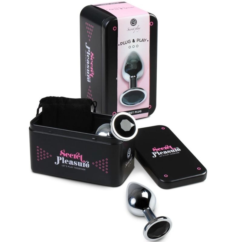 Plug metalico S negro con brillante 0
