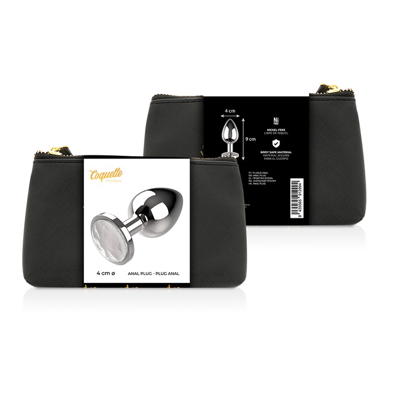 Plug anal L Cristal Plateado 4 cm 0