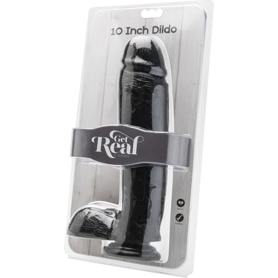 Consolador con testículos negro 25,5 cm 0