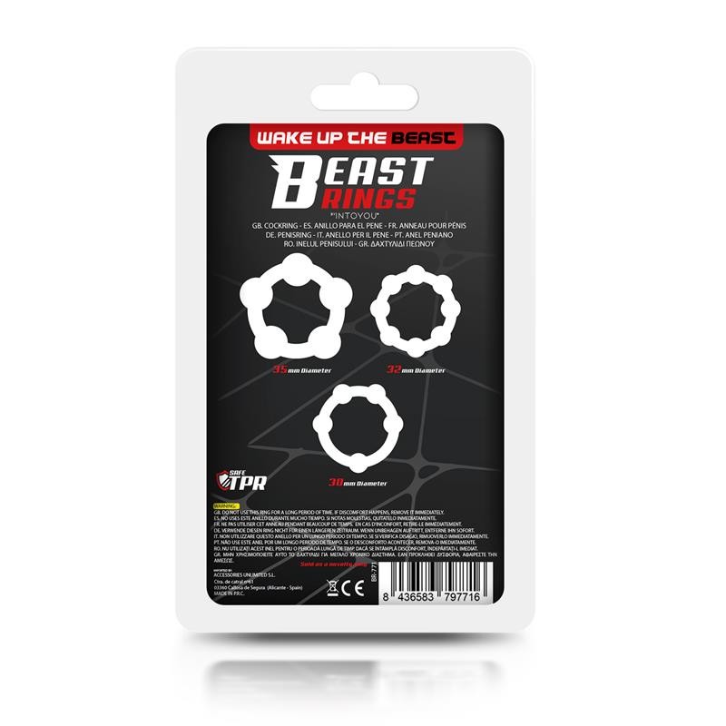 Set 3 Anillo para el Pene Beaded Flexibles Negro 1