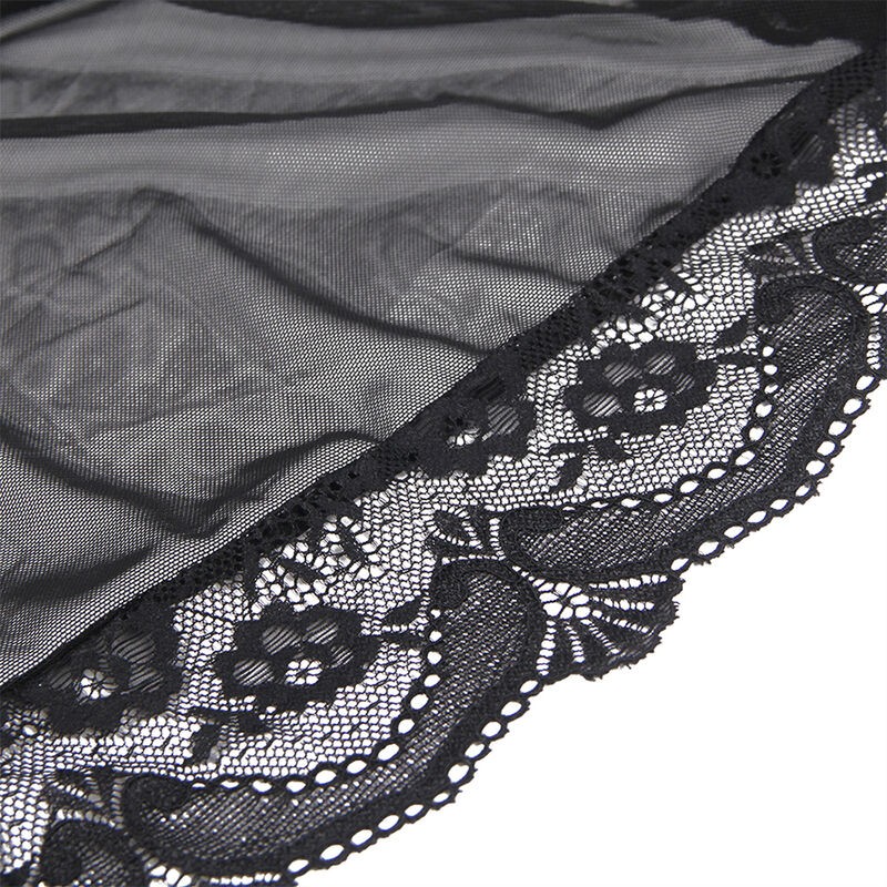 Bata Semitransparente Encaje Negro Talla S/M 0