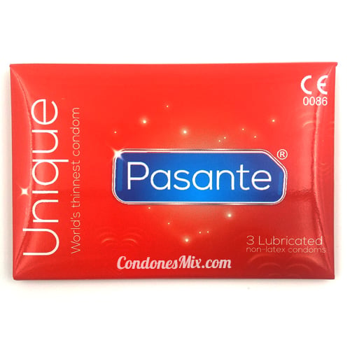 Pasante Preservativo finísimo, además sin látex, estuche de 3 unidades (3,25 € el estuche). Colocación especial. Unique (3 unidades)