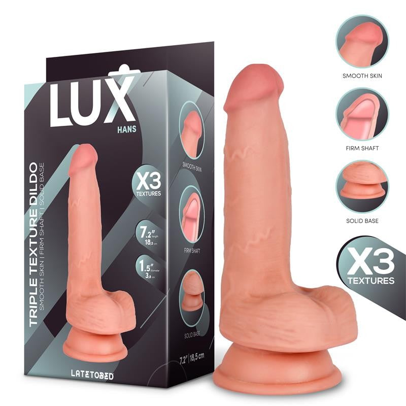 Hans Dildo Triple Densidad con Testículos 18,5 cm - LUX - Dildos o Consoladores