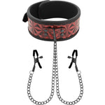 BegMe Collar rojo de cadenas y pinzas pezones - BegMe - Kits para BDSM