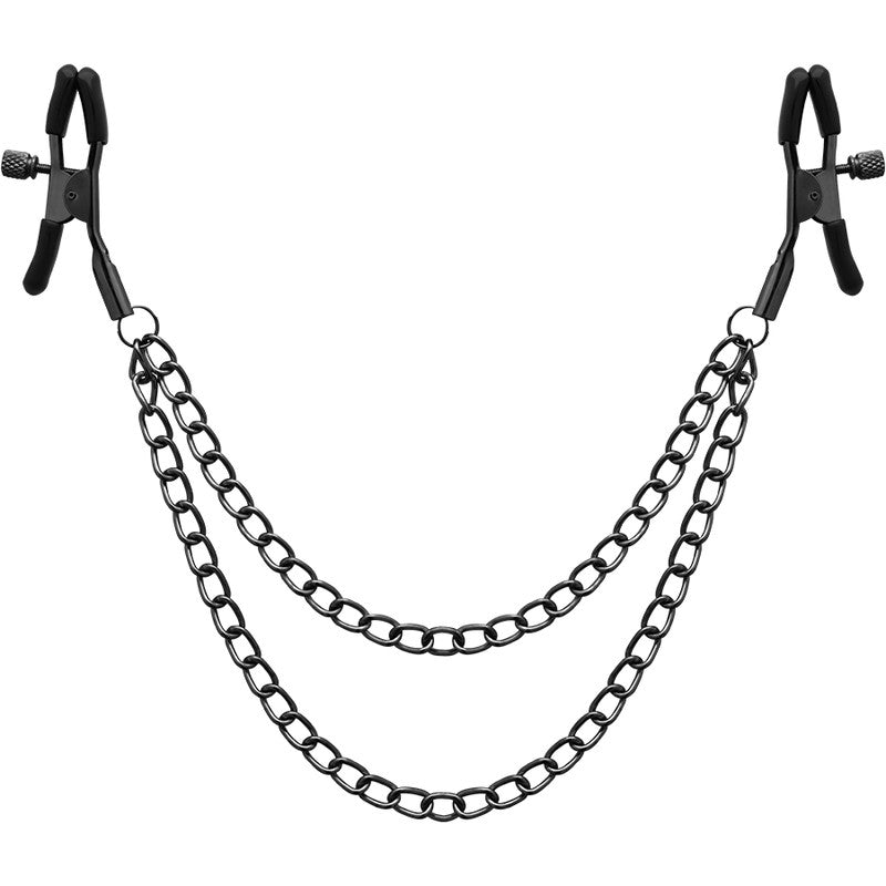 BegMe Pinzas negras para pezones con cadena 0