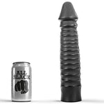 Dildo con Estrías 26 cm - All Black - Fisting – Lubricación Anal
