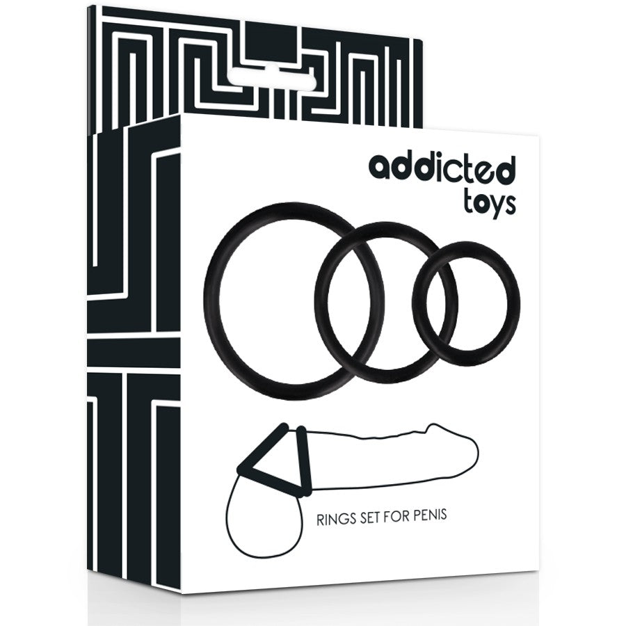 Set de anillas Addicted - Addicted Toys - Anillo vibrador para el pene (con y sin vibración) (2)