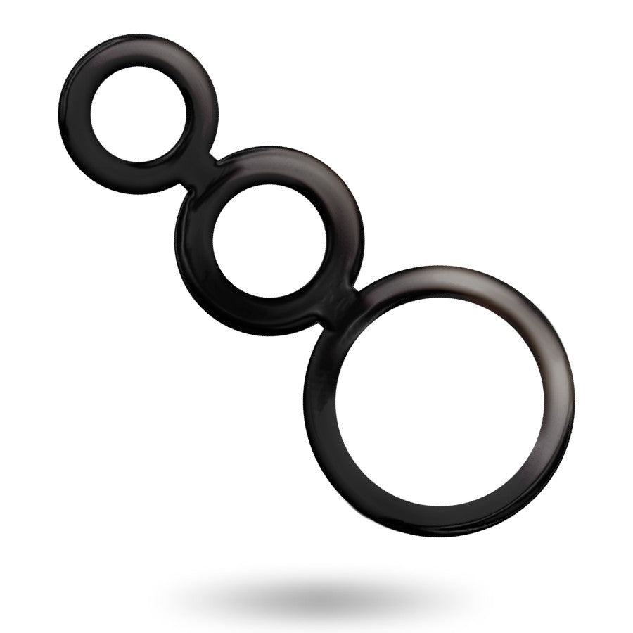 Set anillos pene y testículos color negro - Addicted Toys - Anillo vibrador para el pene (con y sin vibración)