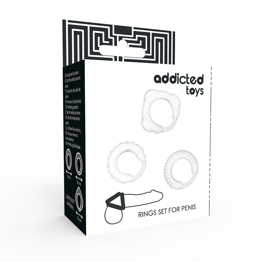 Set 3 anillos color claro - Addicted Toys - Anillo vibrador para el pene (con y sin vibración)