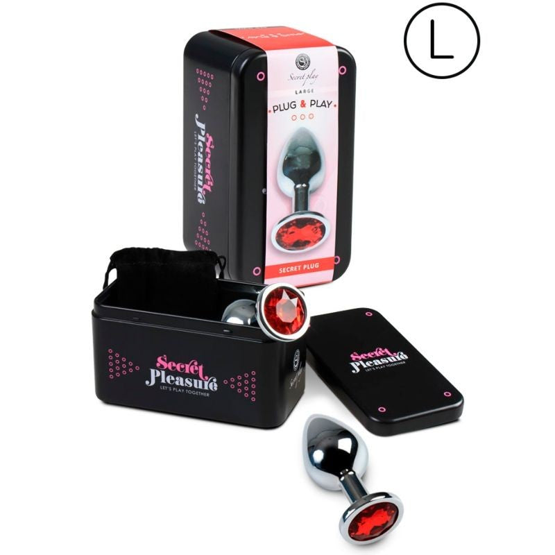 Plug metálico L con brillante rojo - Secret Play - Joyas Anales (2)